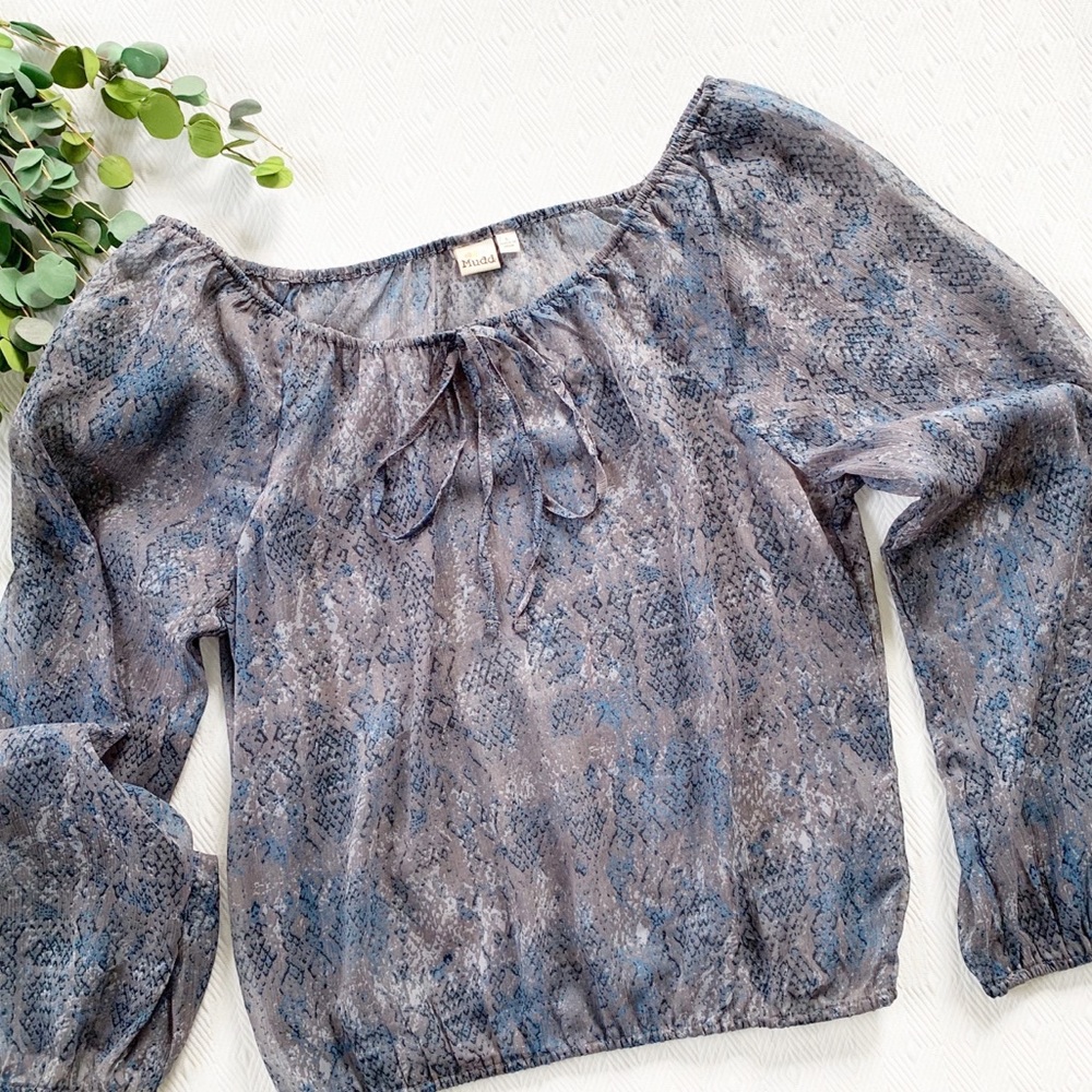 Mudd Shear Reptile Print Blouse Boho L